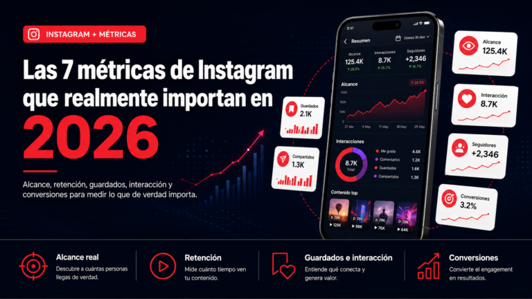 Infografía sobre las métricas de Instagram más importantes para medir el rendimiento de una cuenta.